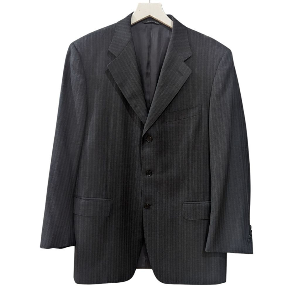 Canali Super 120's Italy Men's EU 50R Black Wool Pinstripe Blazer Three Button